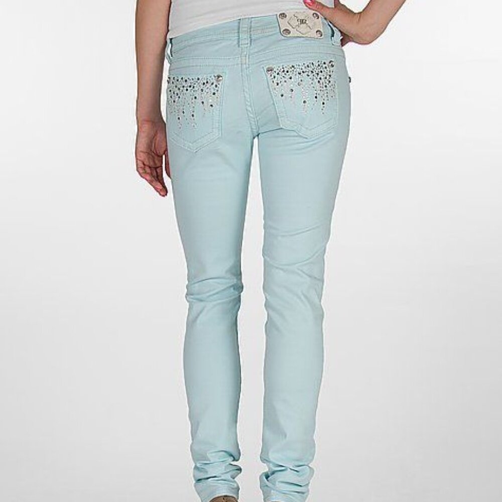 Miss Me Light Blue Skinny Jeans with Embellished Back Pockets